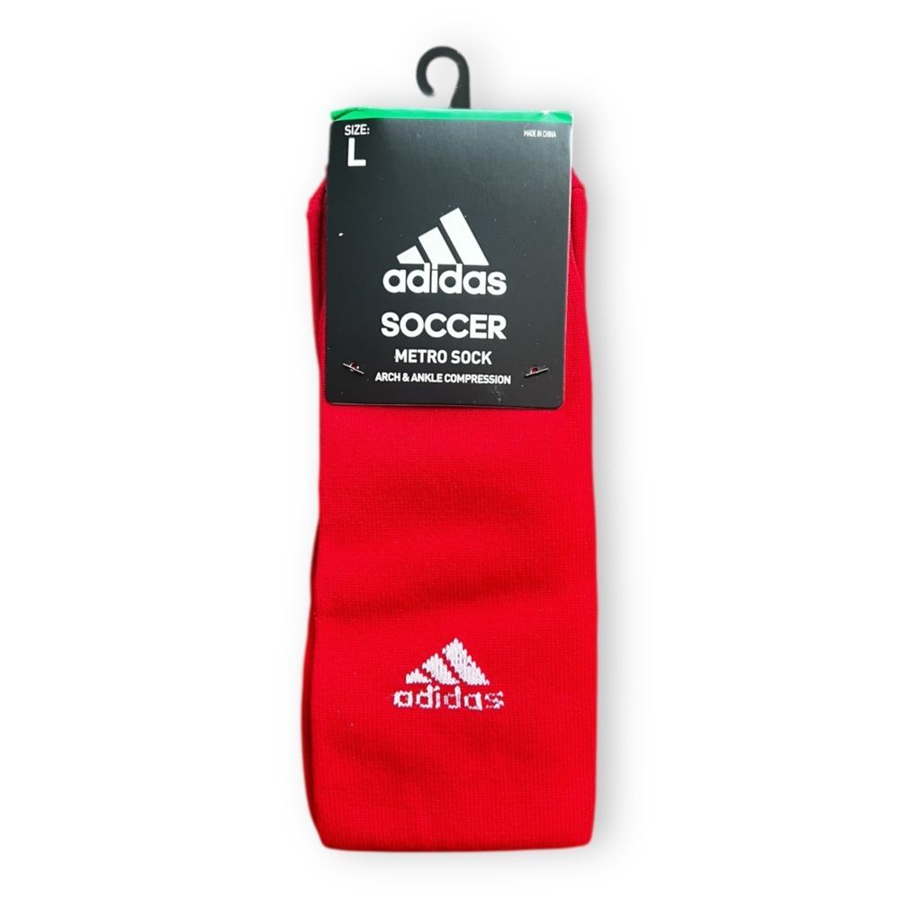 NWT Adidas Power Red and White Soccer Metro Socks Size Large(8-12Men/10-13Women)